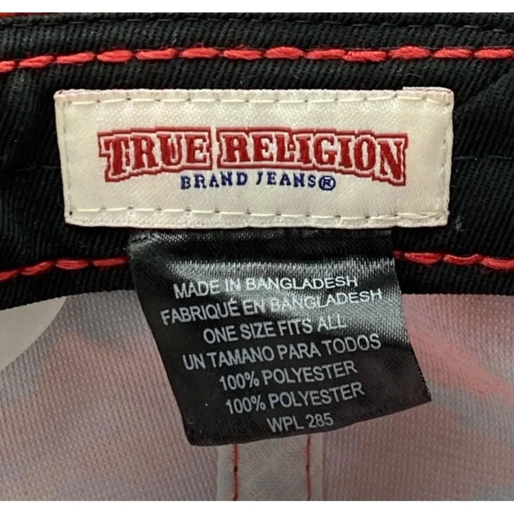 True Religion Jeans Men 36 33Straight Dark‎ Wash Red Stitching Plus Red TR Hat
